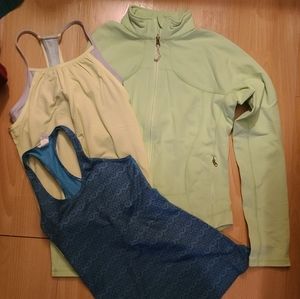 Lululemon jacket and two Ivivva tank tops